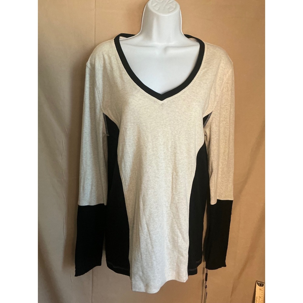 Calvin Klein Performance Top Womens XL Oatmeal Black NEW Zipper Cuff PF3T1163